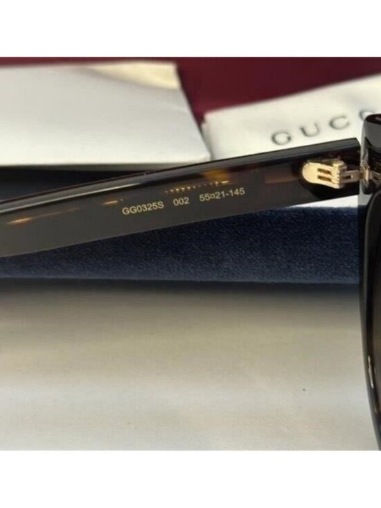 New Authentic GUCCI  Acetate Cat Eye Sunglasses GG0325S Tortoise main image 5